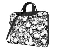 FBGHHTY Il computer portatile funzionale della stampa del modello bianco e nero dei teschi insacca la borsa sveglia e leggera del computer per vari computer portatili, Nero , 14 inch