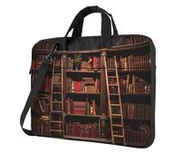 FBGHHTY Il computer portatile funzionale della stampa dello scaffale della biblioteca insacca la borsa sveglia e leggera del computer per il vario, Nero , 15.6 inch