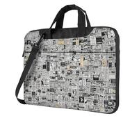 FBGHHTY Il computer portatile funzionale della stampa di HD del giornale insacca la borsa sveglia e leggera del computer per il vario computer, Nero , 14 inch