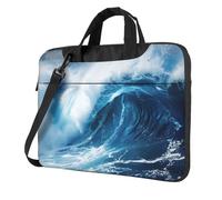 FBGHHTY Il computer portatile funzionale della stampa di Hd di onda dell'oceano insacca la borsa sveglia e leggera del computer per, Nero , 14 inch