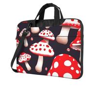 FBGHHTY Il computer portatile funzionale rosso bianco e della stampa del fungo insacca la borsa sveglia e leggera del computer per il vario computer portatile, Nero , 15.6 inch