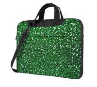 FBGHHTY Il computer portatile funzionale verde della stampa della scintilla dello scintillio insacca la borsa sveglia e leggera del computer, Nero , 14 inch