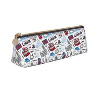 FBGHHTY London Print Student Pencil Case Grande Capacità Triangolo Pouch Daily Essentials School College