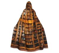 FBGHHTY Mantello con cappuccio per Halloween con stampa di libri, lunghezza intera, unisex, per adulti, per cosplay