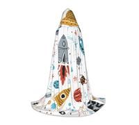 Fbghhty Mantello con cappuccio unisex con stampa di razzi dei cartoni animati, per Halloween, cosplay, carnevale, comodo mantello per feste adolescenti