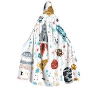 Fbghhty Mantello medievale con cappuccio con stampa di razzi dei cartoni animati, costume per Halloween, adulti, uomini, donne, carnevale, feste, cosplay
