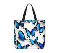 FBGHHTY Molte farfalle blu stampa grande capacità borsa a tracolla per le donne riutilizzabile leggero pendolarismo quotidiano Tote
