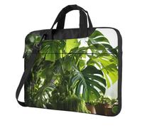 FBGHHTY Monstera Deliciosa Banana Palm Print Borse per computer portatile funzionale carino e leggero borsa per computer per vari computer portatili, Nero , 14 inch