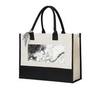 Fbghhty Nero Bianco Marmo Stampa Eco-Friendly Canvas Tote Bag Regalo Per Le Donne Grande Capacità Viaggi Scuola Ufficio