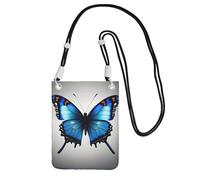 FBGHHTY One Blue Butterfly Print Elegante Borsa a Tracolla per Telefono Corsa Escursionismo Bicicletta Festival Uso quotidiano Portafoglio, Nero , Taglia unica