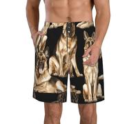FBGHHTY Pantaloncini da spiaggia da uomo con stampa pastore tedesco, ad asciugatura rapida, traspirante, per vacanze, occasioni all'aperto, bianco, L