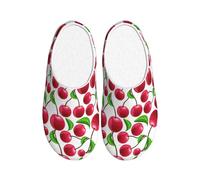 FBGHHTY Pantofole da casa con stampa di ciliegie rosse per uomini e donne, versatili ed eleganti, suola in TPR per interni ed esterni