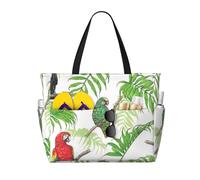 FBGHHTY Parrot Birds and Tropical Tree Print Borsa da viaggio impermeabile spiaggia leggera vacanze estive campeggio attività all'aperto