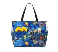 FBGHHTY Pesci tropicali stampa impermeabile spiaggia borsa da viaggio leggera estate vacanza campeggio attività all'aperto