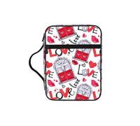 FBGHHTY Red Heart Labbra e Love Print Soft Bible Storage Bag Scripture Holder impermeabile per culto viaggio devozionale
