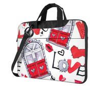 FBGHHTY Red Heart Lips And Love Print Functional Laptop Bags Cute And Lightweight Computer Bag For Various Laptop, Nero , 14 inch