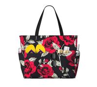 FBGHHTY Red Rose Garden Print Impermeabile Beach Travel Bag Leggero Estate Vacanze Campeggio Attività all'aperto