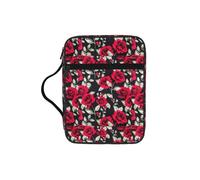 FBGHHTY Red Rose Garden Print Soft Bible Storage Bag Scripture Holder impermeabile per culto viaggio devozionale