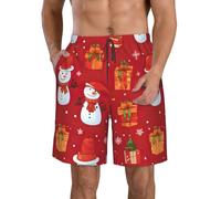 FBGHHTY Regalo di Natale Stampa Pupazzo di Neve Uomini Pantaloncini da Spiaggia Ad Asciugatura Rapida Traspirante Vacanza Costume Da Bag, bianco, S