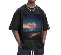FBGHHTY T-shirt con stampa a forma di cuore con stelle cadenti proprietà traspiranti per mantenere facilità di movimento, rilassata e leggera, Nero , L