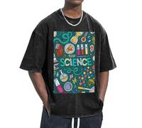 FBGHHTY T-shirt con stampa a tema scienza dei cartoni animati, proprietà traspiranti per mantenere facilità di movimento, rilassata e leggera, Nero , M