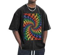 FBGHHTY T-shirt con stampa "Bear Dancing" con stampa tie dye, proprietà anti-umidità, per mantenere facilità di movimento, rilassata e leggera, Nero , M