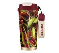 FBGHHTY Tazza da caffè in acciaio inox con stampa di piante carnivore, ideale per casa, ufficio, campeggio, bevande
