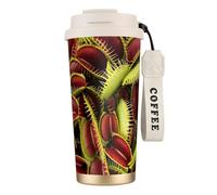 FBGHHTY Tazza da caffè in acciaio inox con stampa di piante carnivore, ideale per casa, ufficio, campeggio, bevande