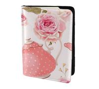 FBGHHTY Tazze da tè con rose romantiche stampe shabby uomini e donne elegante 14 cm passaporto viaggio documento custodia sicura accessorio