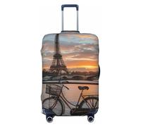 Fbghhty Torre Eiffel Bike Stampa Universale Valigia Copertura per Viaggio Elastico Lavabile Copertura di Viaggio Protezione Dei Bagagli, Nero , XL