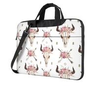 FBGHHTY Tribal Bull Skull On White Print Functional Laptop Bags Cute And Lightweight Computer Bag For Various Laptop, Nero , 14 inch