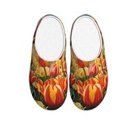FBGHHTY Tulip Garden Print House Pantofole per uomini e donne versatili eleganti suola TPR scarpe indoor outdoor