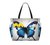 FBGHHTY Una farfalla blu stampa impermeabile spiaggia borsa da viaggio leggera estate vacanza campeggio attività all'aperto