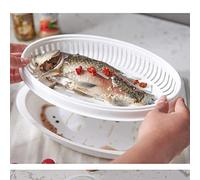 FBGood - Contenitore per Pesce per Cottura a Vapore, Piatto da Pesce a Vapore, per Cottura al Forno a microonde, Colore: Bianco