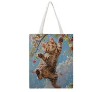 FBGUYRTI Cherry Branch Little Kitten 04 - Borsa tote in tela, alla moda, riutilizzabile, borsa per la spesa e la spesa, borsa a tracolla da donna, casual, per escursioni, 38 x 46 cm