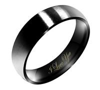 FBHDKJNFG Anelli di Fidanzamento, Anelli eterni, Anelli di f Anello in Titanio con Fede Nuziale e promessa di Matrimonio, inciso Ti Amo, Nero, Diverse Misure(U1/2)