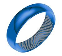 FBHDKJNFG Anelli di Fidanzamento, Anelli eterni, Anelli di f Anello Nuziale con Cupola in Titanio con Incisione dell'impronta Digitale for Uomo e Donna, Blu, 3 mm, 4 mm, 6 mm, Diverse Misure(6MM,N)