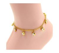 FBHDKJNFG Braccialetti alla caviglia alla moda, cavigliere color oro, con ciondolo rotondo in cristallo colorato, catena for donne/ragazze, regalo di compleanno, cavigliere da donna(3)