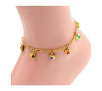 FBHDKJNFG Braccialetti alla caviglia alla moda, cavigliere color oro, con ciondolo rotondo in cristallo colorato, catena for donne/ragazze, regalo di compleanno, cavigliere da donna(8)