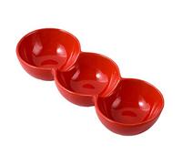 FBHDKJNFG Ciotoline in ceramica per salse Ceramic 3 Grid Dipping Bowls For Tomato Soy BBQ Party Dinner Seasoning Fruit Multicolor(Rood)