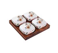 FBHDKJNFG Ciotoline in ceramica per salse Ceramic Compartmentalized Sauce Dish Snack Bowl Plate Set Dim Sum Underglaze