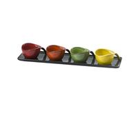 FBHDKJNFG Ciotoline in ceramica per salse Ceramic Four Compartment Sauce Dish For Household Hotel Restaurant Caviar Appetizer Bowl