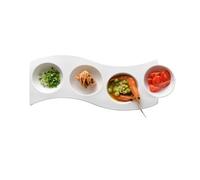 FBHDKJNFG Ciotoline in ceramica per salse Ceramic Multi-Compartment Sauce Dish Pack Of 4 Snack Bowl Western Dessert Dipping Plate