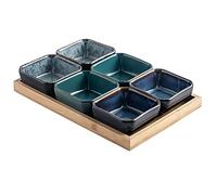 FBHDKJNFG Ciotoline in ceramica per salse Ceramic Multicolor Divided Salad Bowl Dip Snack Plate Hot Pot(D)