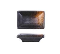 FBHDKJNFG Ciotoline in ceramica per salse Ceramic Rectangular Sauce Dish For Seasoning And Hot Pot Dipping Pack Of 4 Multicolor(Black and Orange)