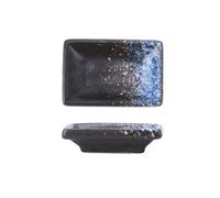 FBHDKJNFG Ciotoline in ceramica per salse Ceramic Rectangular Sauce Dish For Seasoning And Hot Pot Dipping Pack Of 4 Multicolor(Black and Blue)