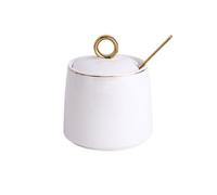 FBHDKJNFG Ciotoline in ceramica per salse Ceramic Seasoning Jar Sugar Bowl Spice Box With Lid 3.95x3.35 Inches White, Pink(White)