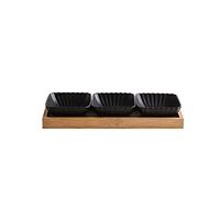 FBHDKJNFG Ciotoline in ceramica per salse Multicolor Ceramic 3 Compartment Dip Bowls Tray For Soy, Ketchup, BBQ, Snacks, Desserts(Svart)