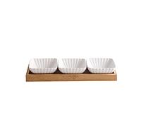 FBHDKJNFG Ciotoline in ceramica per salse Multicolor Ceramic 3 Compartment Dip Bowls Tray For Soy, Ketchup, BBQ, Snacks, Desserts(White)