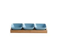FBHDKJNFG Ciotoline in ceramica per salse Multicolor Ceramic 3 Compartment Dip Bowls Tray For Soy, Ketchup, BBQ, Snacks, Desserts(Blauw)